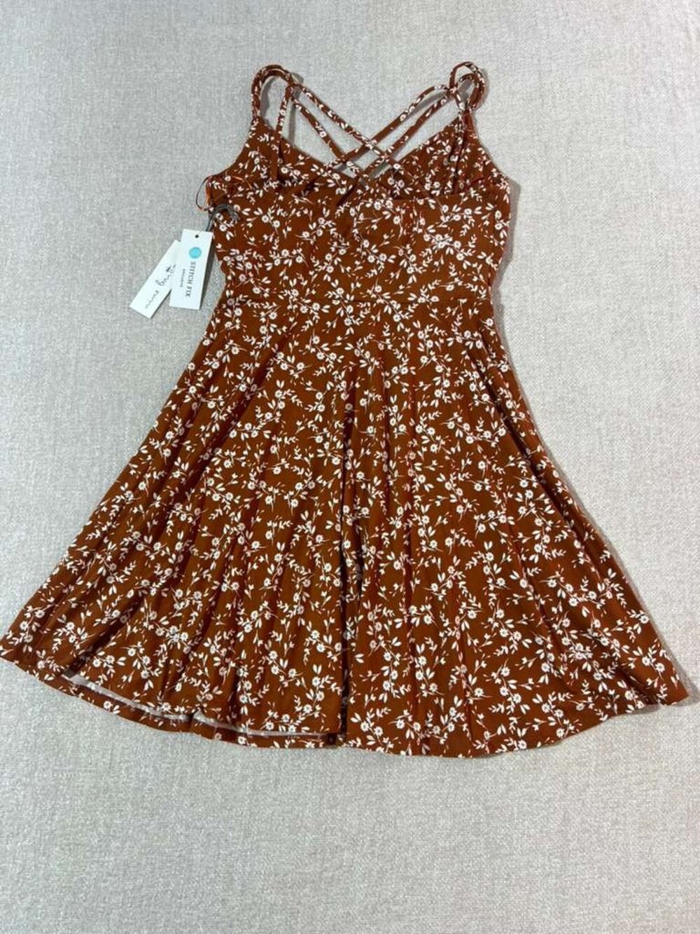 Mine Britton Brown Floral Fit & Flare Mini Dress NWT Size S - Picture 4 of 10